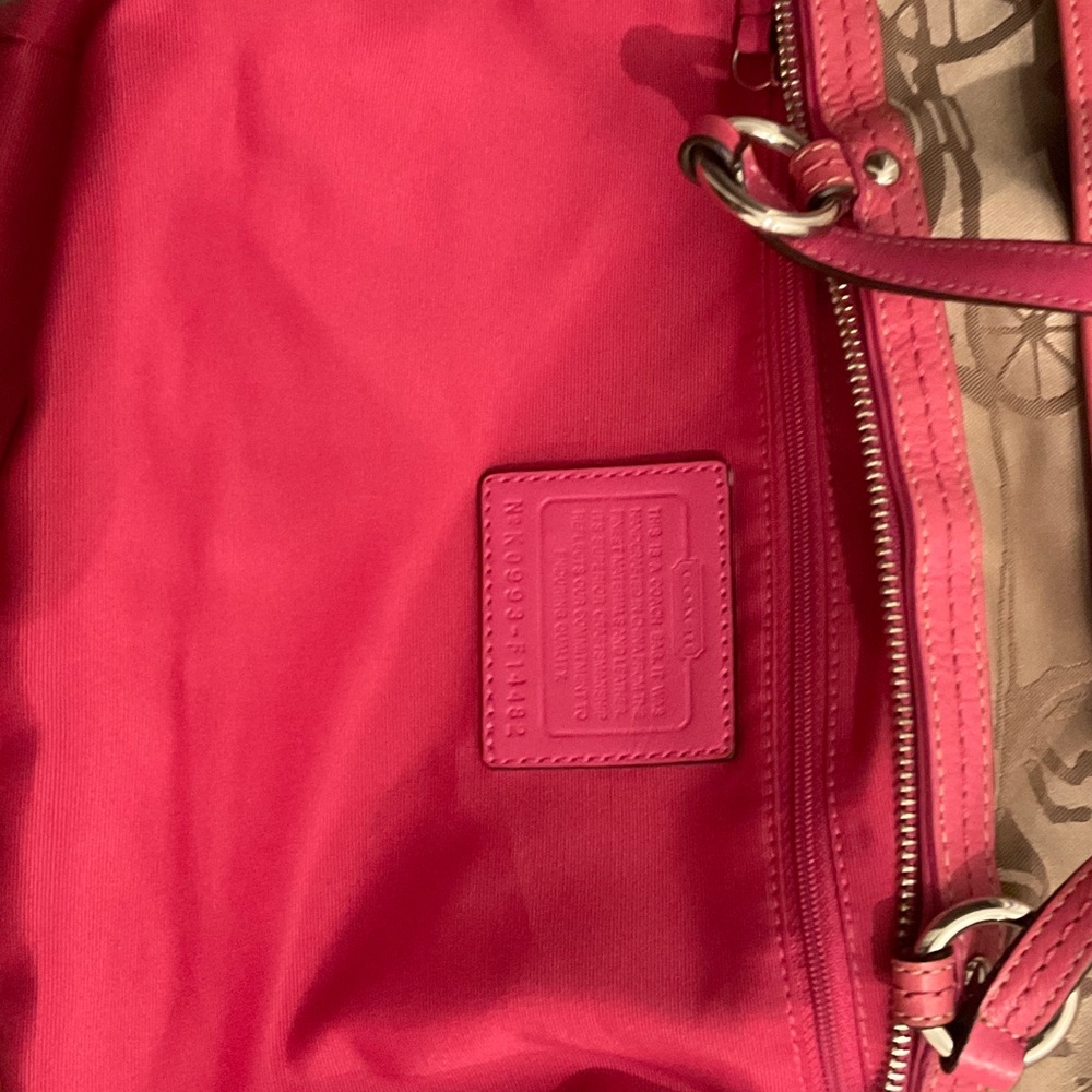 Coach Carriage Tan Tote with Pink Accents - Picture 3 of 10